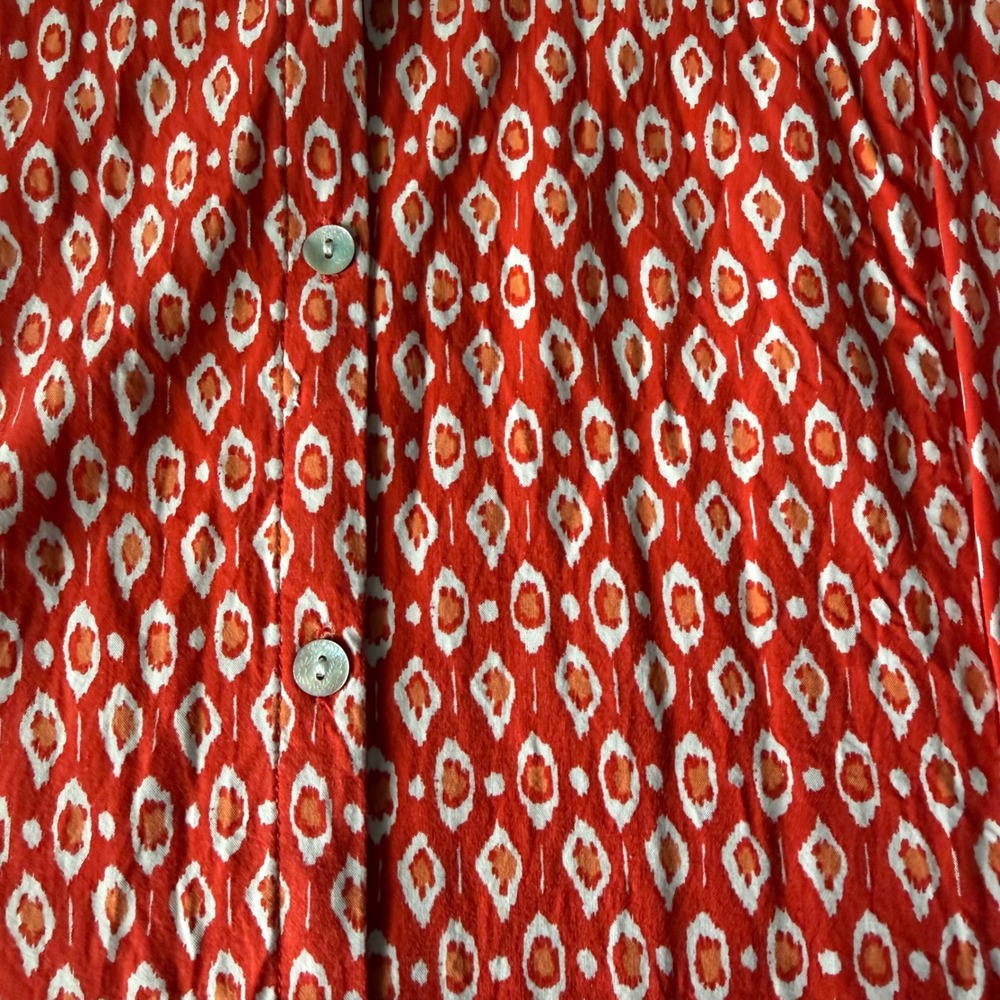 J. Jill Sleeveless Blouse Rayon Ikat Geometric Button‎ Front Boho Relaxed L - Picture 4 of 6